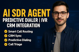 develop ai sdr agent, predictive auto dialer ivr, crm integration, call triage