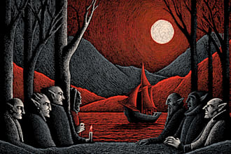 design stunning linocut or woodcut style illustrations