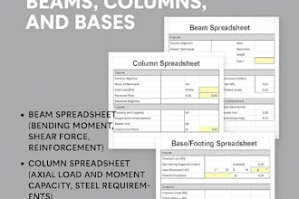 design beams columns and bases in civil excel spreadsheets