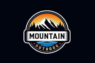 do a unique travel outdoor adventure or hiking logo design