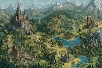 create fantasy map of a fictional world