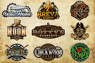 awesome professional steampunk vintage logo design for your brand