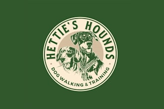 design fun vintage dog illustration logo
