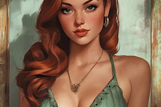 create stunning retro pin up girl artwork in vintage style