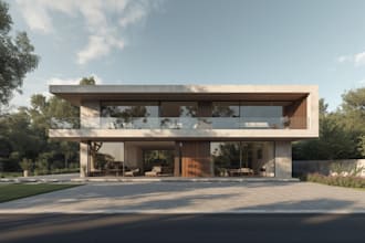 modern villa exterior rendering