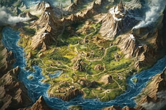 create fantasy map illustration fantasy city map fantasy