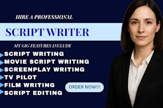 be your movie scriptwriter screenplay writer film script shot TV pilot