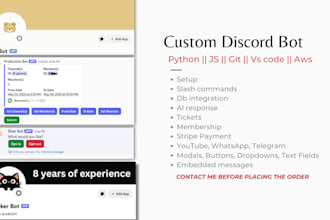 create custom ai powered discord bots with commands database and hosting