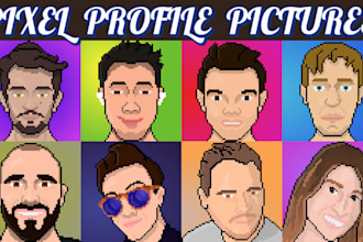 design pixel art banner, pixel art character, pfp, avatars, pixel art portraits