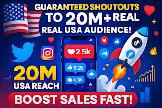 shoutout, share link promote website product to 20m twitter, ig, fb, tiktok usa