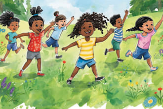make hand drawn children story book illustration water color