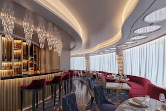 modern luxury 3d interior restaurant,lounge,sport bar,cafe,nightclub,3d element