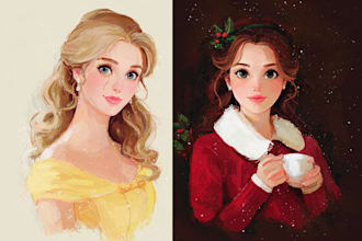 do cute disney cartoon portrait
