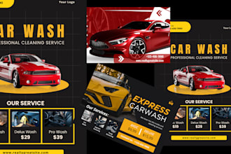 design professional car wash, auto detailing, rental, and poster service flyer