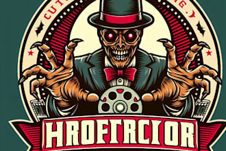 design high quality horror film vintage logo with t shirt design