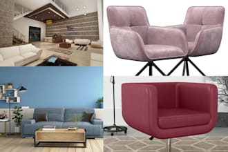 render 3d furniture model, 3d sofa, cabinet, coffee table, wardrobes 3d interior