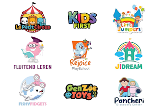 do modern baby product, children, kids, toy shop, childcare, daycare logo design