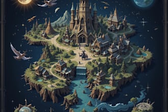 draw a fantasy map illustration