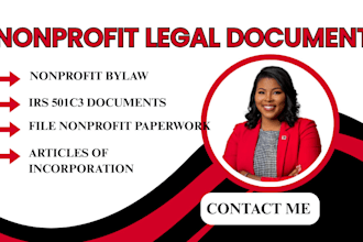 draft nonprofit bylaws and articles of incorporation for irs and state approval