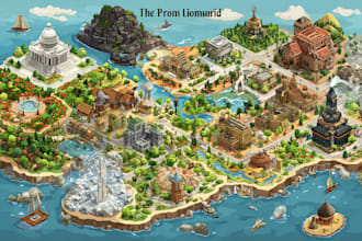 draw a unique vector or isometric map illustration digitally art