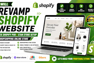 revamp shopify website fix shopify pod stan store setup droshipping online store