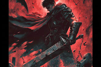 draw custom dark berserk style art in high quality