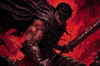 draw custom dark berserk style art in high quality