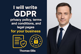 write gdpr privacy policy, terms and conditions, and legal pages for businesses