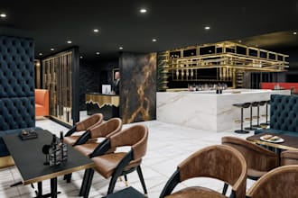 3d modern restaurant interior design,coffee shop,nighclub,cafe,bar,3d rendering