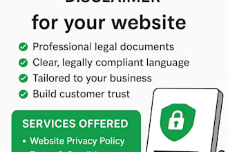 write professional privacy policy, terms and conditions, and disclaimers