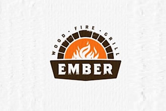 design attractive classic wood fire grill logo