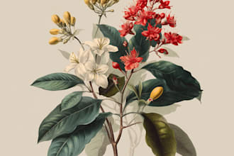 design elegant botanical illustrations for prints