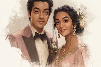 draw a couple portrait wedding portrait illustration