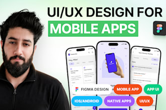 do mobile app UI UX design in figma, app design ios android