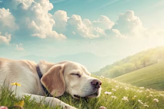 do creat pet memorial portrait, heaven dog portrait