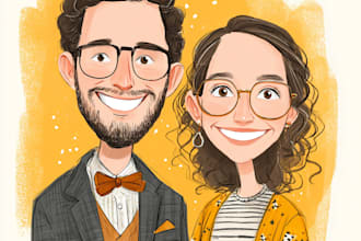 draw caricatures for couples, families, weddings