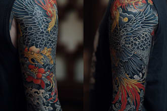 do awesome original japanese tattoo, irezumi tattoo design