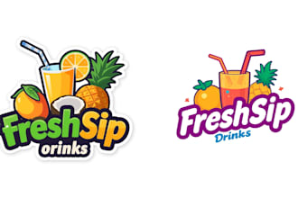 do juice bar, fruit vegetable shop drink cafe logo design