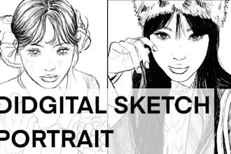 create a custom digital sketch portrait