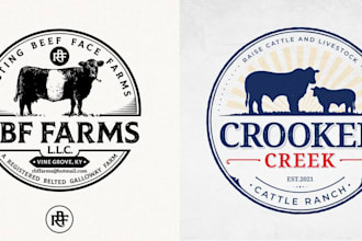 create a agriculture cow farm logo design for you