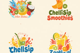 design vibrant juice bar, cafe drink fruit shop smoothie juice logo