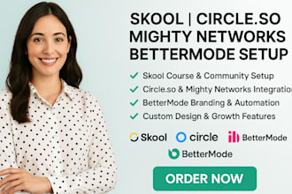 setup skool online community, circle so, mighty networks bettermode skool course