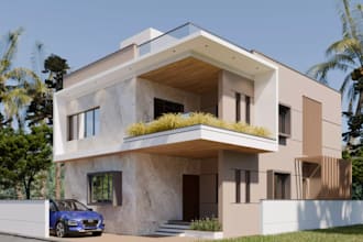 remodel luxury tropical villa,exterior design, landscape, facade render, blender