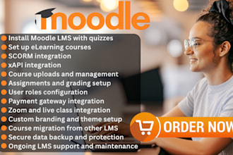 install moodle lms with quizzes, elearning courses, scorm and xapi integration