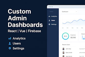 build an admin dashboard with react, vue with dedicated backend