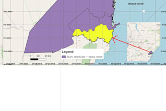 make a study area and thematic maps using gis tools