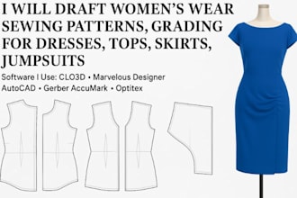 draft womens wear sewing patterns grading for dresses tops skirts and jumpsuits