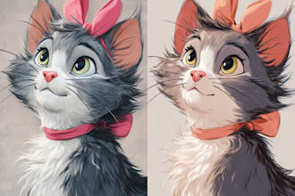draw your pet portrait into disney style in 24 hours