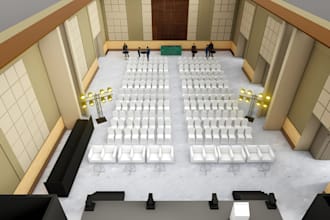 design 3d halls, event venues, conference centers, and stages