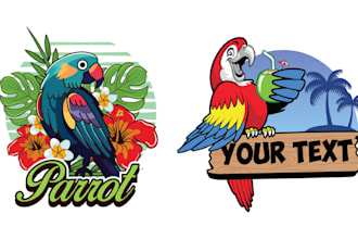 design high quality t shirt tropical parrot logo